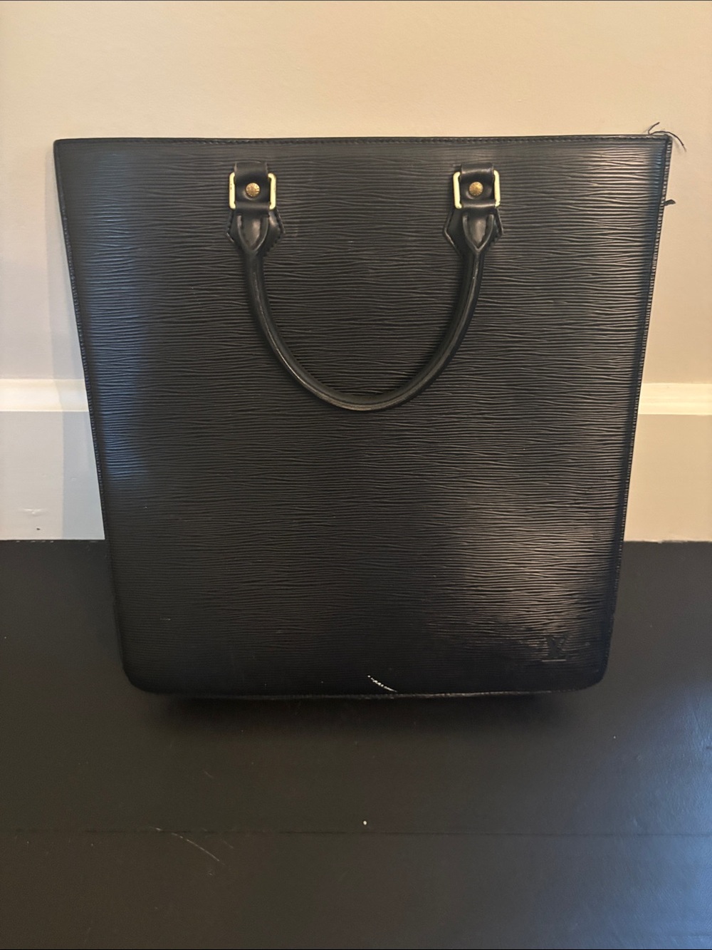 Louis Vuitton Black Epi Leather Vertical Laptop Tote with Gold Hardware